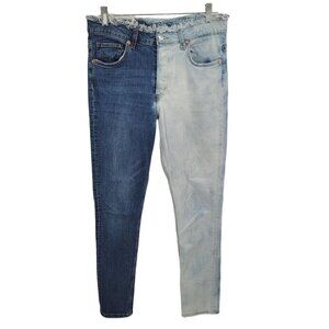 H&m womens 30 blue skinny ankle high waist two tone light medium wash &denim